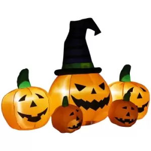 Image of Inflatable Halloween Large Pumpkin in Hat with Four Small Pumpkin LED