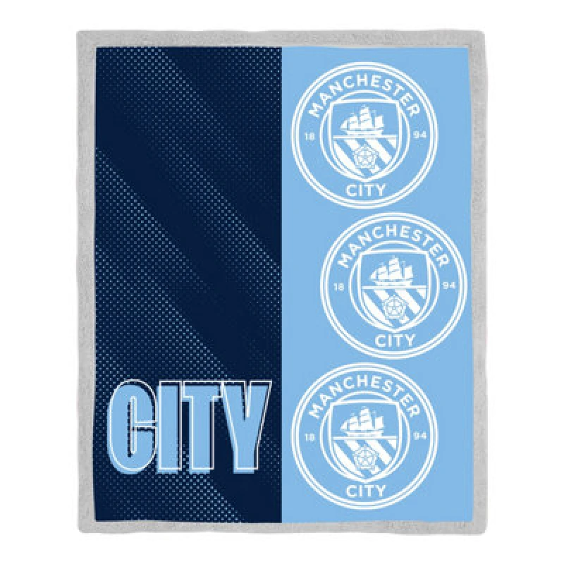 Image of MAN CITY Manchester City Fc Tackle Sherpa Fleece Blanket
