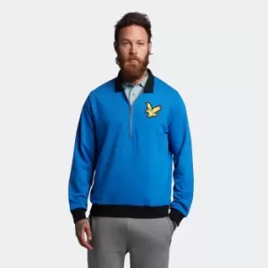 Image of Mens Block Marl 1/2 Zip Tracksuit Polo Shirt - Bright Blue Marl - S