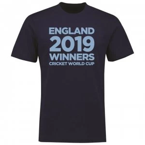 Image of Team England Cricket Cotton T Shirt Mens - Winners Navy
