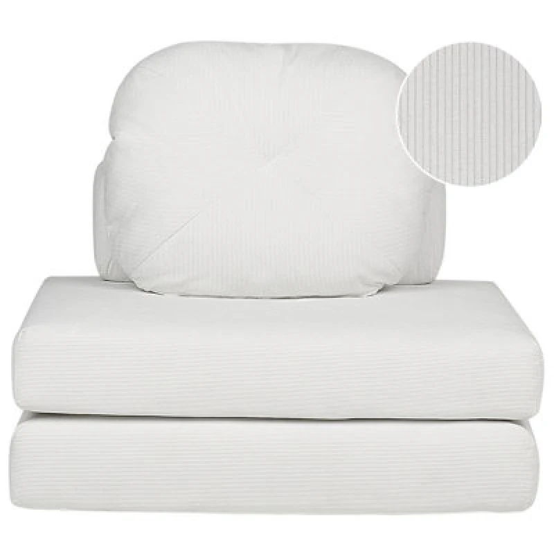 Image of Beliani Single Sofa Bed Olden Corduroy Off-White