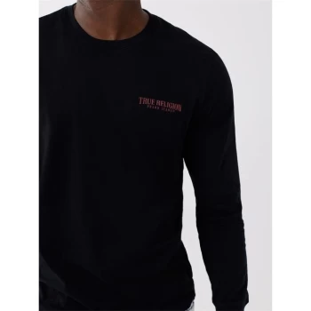 Image of True Religion Long Sleeve Logo Graphic T Shirt - Black
