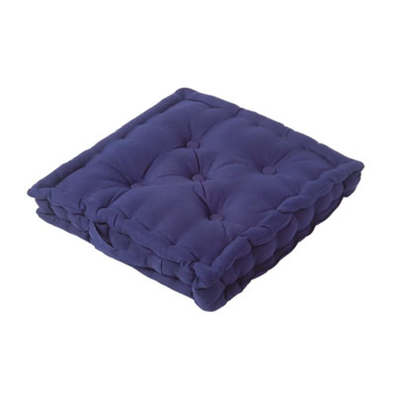 Image of Homescapes Plain Cotton Floor Cushion Navy