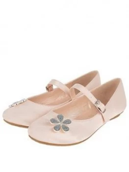 Image of Monsoon Girls Divina Pink Pearl Flower Ballerina - Pale Pink, Size 4 Older