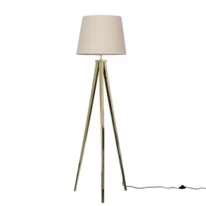 Image of Nero Gold Tripod Floor Lamp with Beige Aspen Shade
