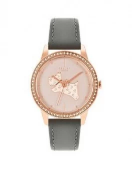 Image of Radley Silver Tone Dog Stone Set Dial Grey Strap Watch