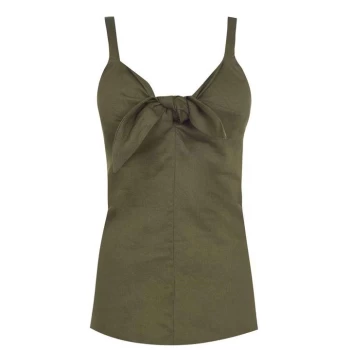 Image of Biba Linen Tie Top - Khaki