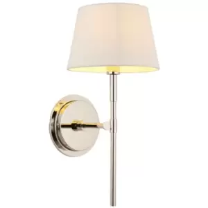 Image of Endon Rennes & Cici Wall Lamp with Shade Bright Nickel Plate & Ivory Linen Mix Fabric