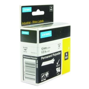 Image of Dymo 18488 Black On White Label Tape 12mm x 5.5m