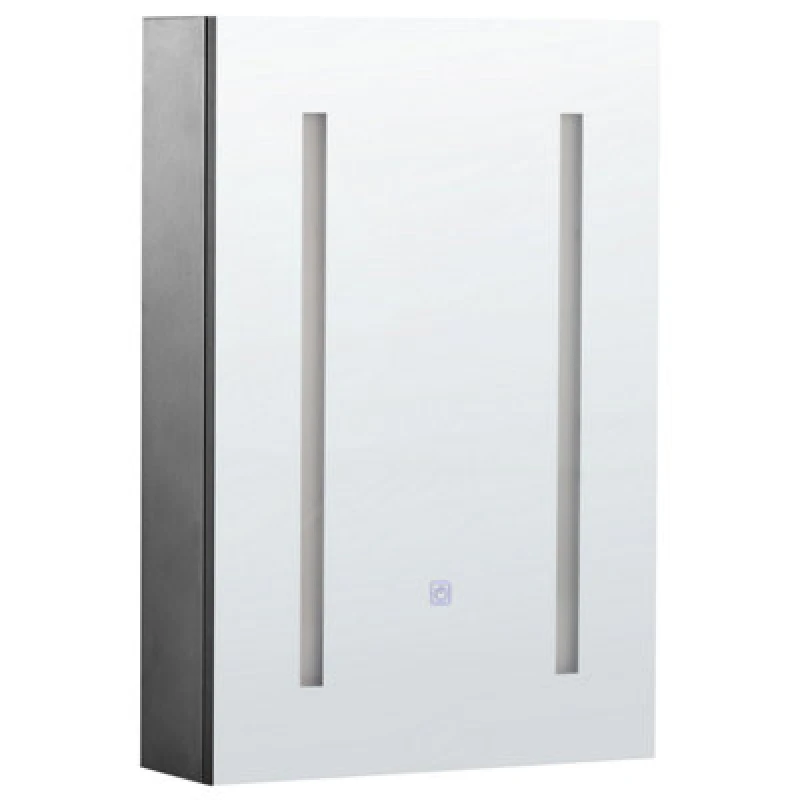 Image of Beliani Bathroom Wall Mounted Mirror Cabinet LED Cameron 40 Cm 60 Cm Black