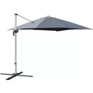 Image of 3 x 3(m) Roma Parasol Square Cantilever Umbrella w/ Crank & Tilt Grey - Outsunny