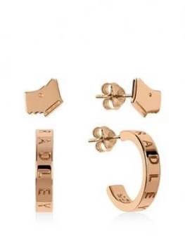 Image of Radley Gold Plated Sterling Silver Dog And Hoop Ladies Earring Set