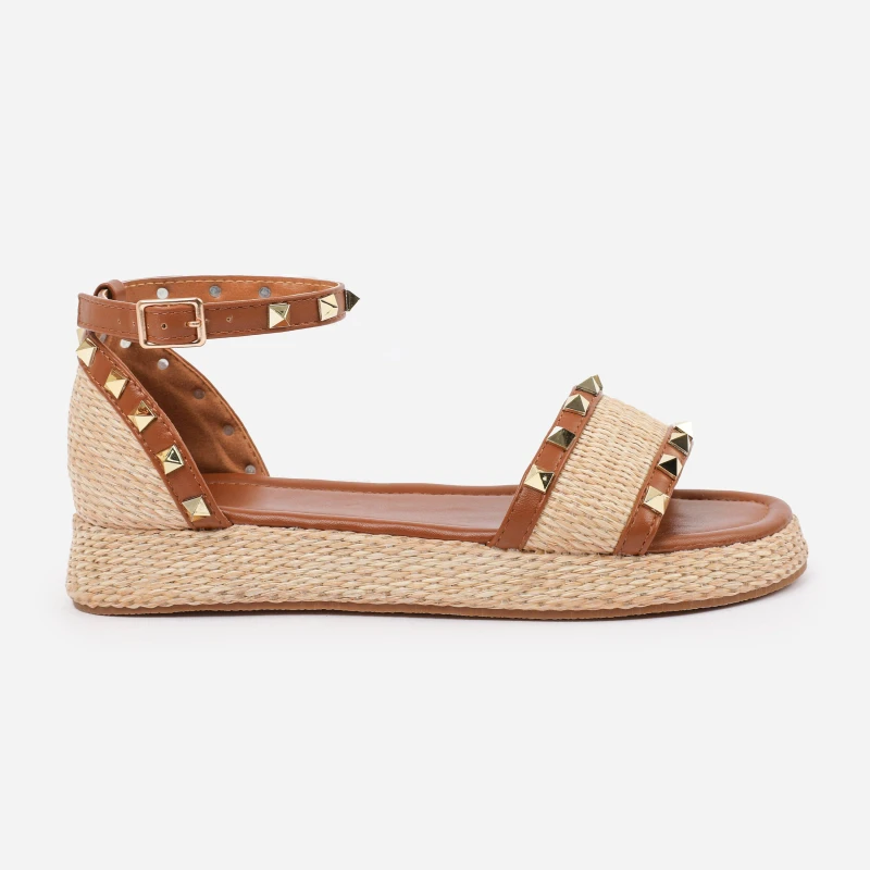 Image of Wheres That From Tan-PU Aviva Wide-Fit Studded Gl Tan female 4