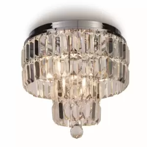 Image of Empire 4 Light Ceiling Light, Chrome & Clear Glass, IP44