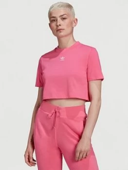 Image of Adidas Originals Trefoil Cropped T-Shirt - Pink