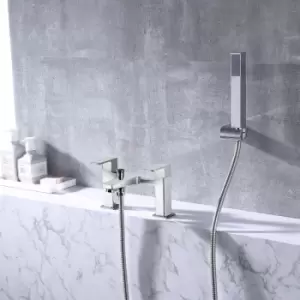 Image of VURTU Barkway Bath Shower Mixer, 1/4 Turn, Dual Lever Ceramic Disc, High/ Low Water Pressure, 240(H) x 220(W), Brushed Nickel, 628531