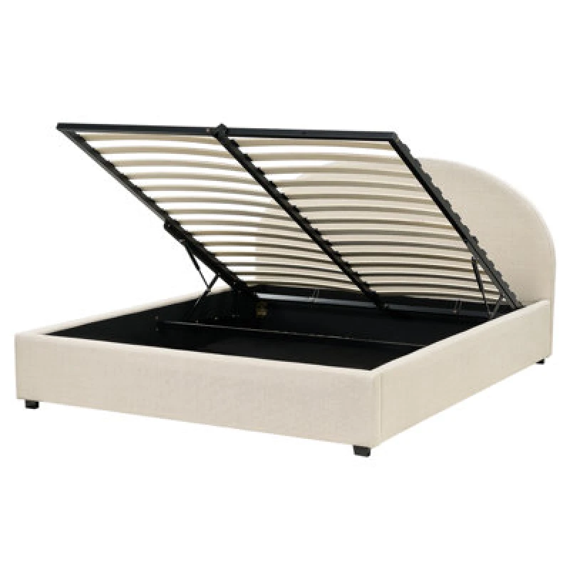 Image of Beliani Ottoman Bed Fabric Vaucluse 160 X 200 Cm (Eu King Size) Sand Beige