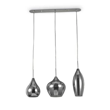 Image of Soft 3 Light Hanging Ceiling Pendant Light Grey, E14