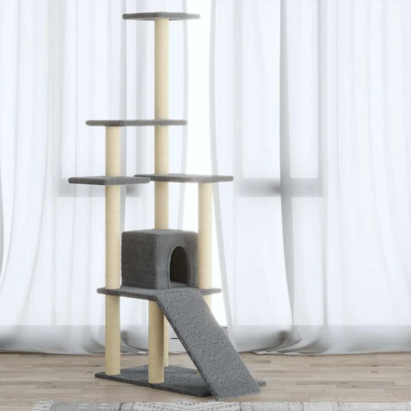 Image of VIDAXL Cat Tree with Sisal Scratching Posts Light Grey 155cm vidaXL 8720286761083