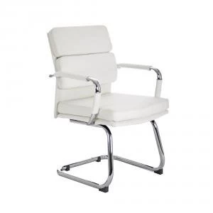 Image of Adroit Advocate Visitor Chair With Arms Bonded Leather White Ref