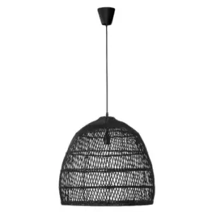 Image of Netlighting Merano Arbor 53cm Dome Pendant Ceiling Light Iron, Rattan, Black Col