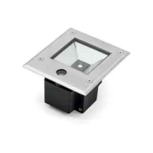 Image of Konstsmide Square Recessed Stainless Steel Ground Outdoor Effect Light, High Power LED, 6W, 230V, Sensor, IP65