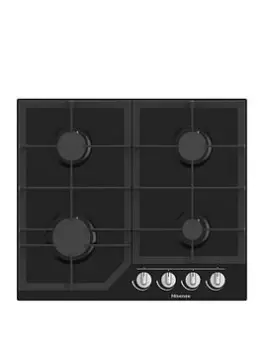 Image of Hisense Gg643B 4 Burner Gas Hob In Black, Glass Top