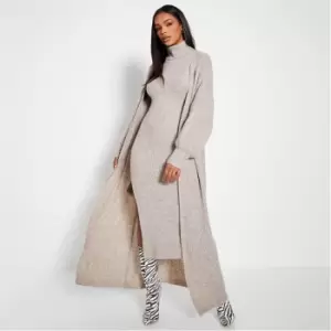 Image of I Saw It First Recycled Blend Oversized Cosy Knit Longline Cardigan Co-Ord - Brown