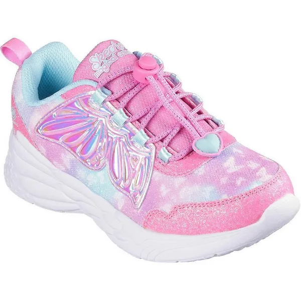 Image of Skechers Girls Dream Racer - Wing Brites Trainers UK Size 12 (EU 30) Pink Turquoise SKE2363-PKTQ-12