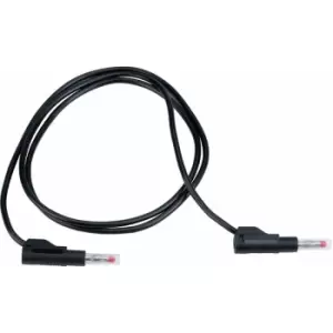 Image of R-TECH 524596 Test Lead 100cm Retractable Shroud 4mm Stackable Plugs Black, 600V
