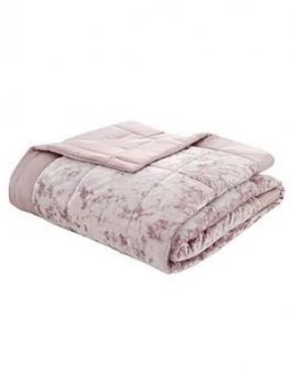 Image of Catherine Lansfield Crushed Velvet Bedspread Throw - Pink