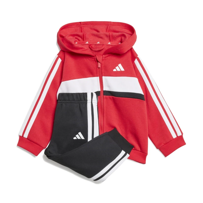 Image of adidas Tiberio 3-Stripes Colorblock Fleece Track Suit Infants Red/Black male 0-3 Months