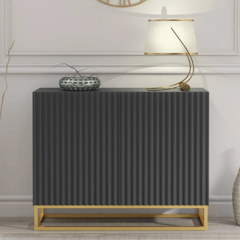 Image of Creative Furniture Ripple Sideboard 100cm - Dark Grey with Fluted Doors Dark Grey Unisex