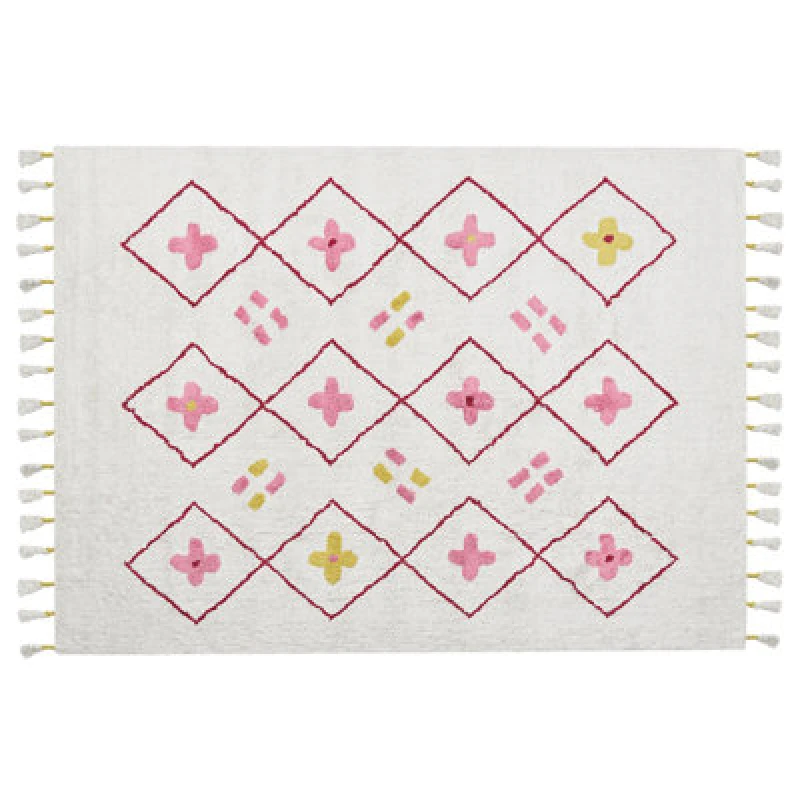Image of Beliani Kids Rug Cavus White 160 X 230 Cm Cotton