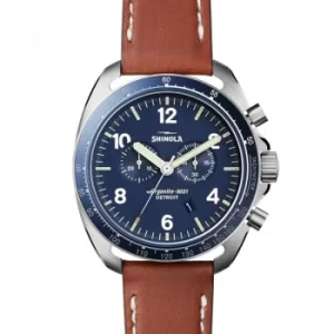 Image of Mens Shinola Rambler Tachymeter Chrono 44mm Tan Leather Strap Watch