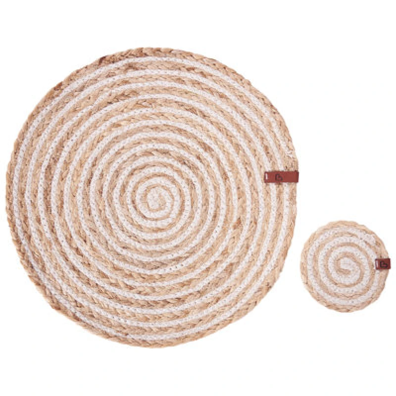 Image of Beliani 12 Piece Placemats And Coasters Set Quinine Natural Jute