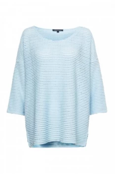 Image of French Connection Vosporos Ladder Jersey Top Blue