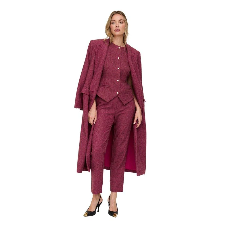 Image of Lily and Lionel Lily and Lionel Jakki Tailored Herringbone Print Coat In Pink Pink female 8 (XS)