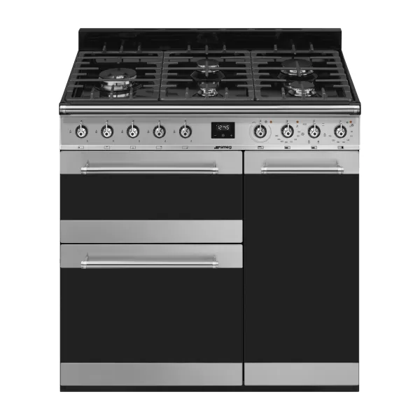 Image of Smeg Symphony SY93-1 Dual Fuel Range Cooker - Stainless Steel - A/B Rated