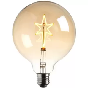 Image of 2W E27 Globe Shaped LED Lamp - STAR LED Filament Amber Tinted Glass Light Bulb