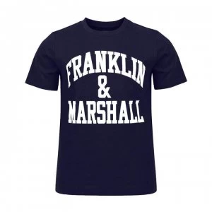 Image of Franklin and Marshall Classic Fit Logo T Shirt - Navy