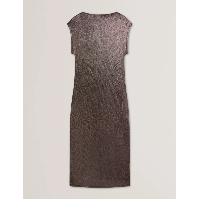 Image of Ted Baker Womens Metallic Bodycon Dress Charcoal female 8 (XS)