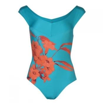 Image of Ted Baker Ted Fantasia Bardot Swimsuit Womens - TURQUOISE