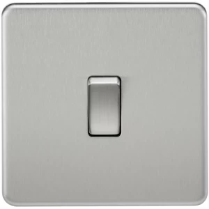 Image of KnightsBridge 10A 1G 2 Way 230V Screwless Brushed Chrome Electric Wall Plate Switch