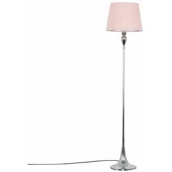 Image of Faulkner Spindle Floor Lamp in Chrome with Aspen Shade - Pink
