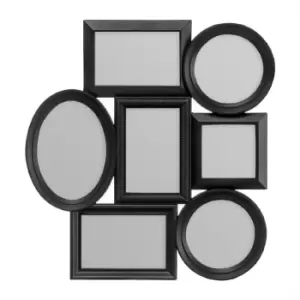 Image of Premier Housewares Multi Photo Frame, 7 Photo in Black Plastic Frame - 1 Oval, 3 Rectangular, 2 Round,1 Square