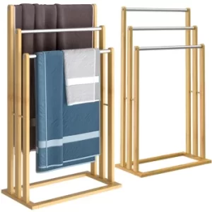 Image of Freestanding Towel Rail Bamboo with Stainless Steel Rails Up to 15kg 2x