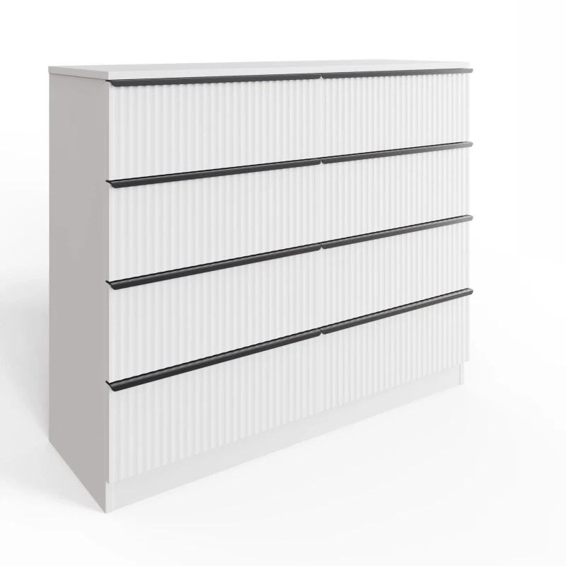 Image of FWStyle FWStyle White 8 Drawer Chest Of Drawers Scalloped Ripple Effect White One Size Unisex 5056413127969