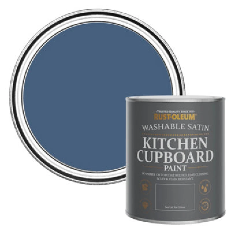 Image of Rust-Oleum Ink Blue Satin Kitchen Cupboard Paint 750Ml