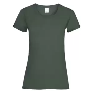Image of Womens/Ladies Value Fitted Short Sleeve Casual T-Shirt (X Small) (Dark Green)